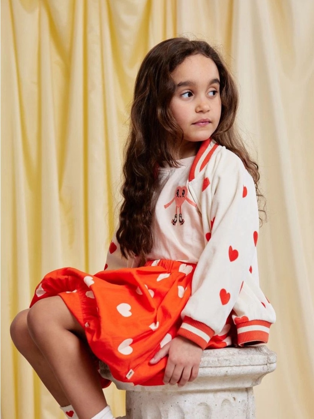 NWT Mini Rodini Hearts Velour Baseball Bomber Jacket | Size 3-5Y